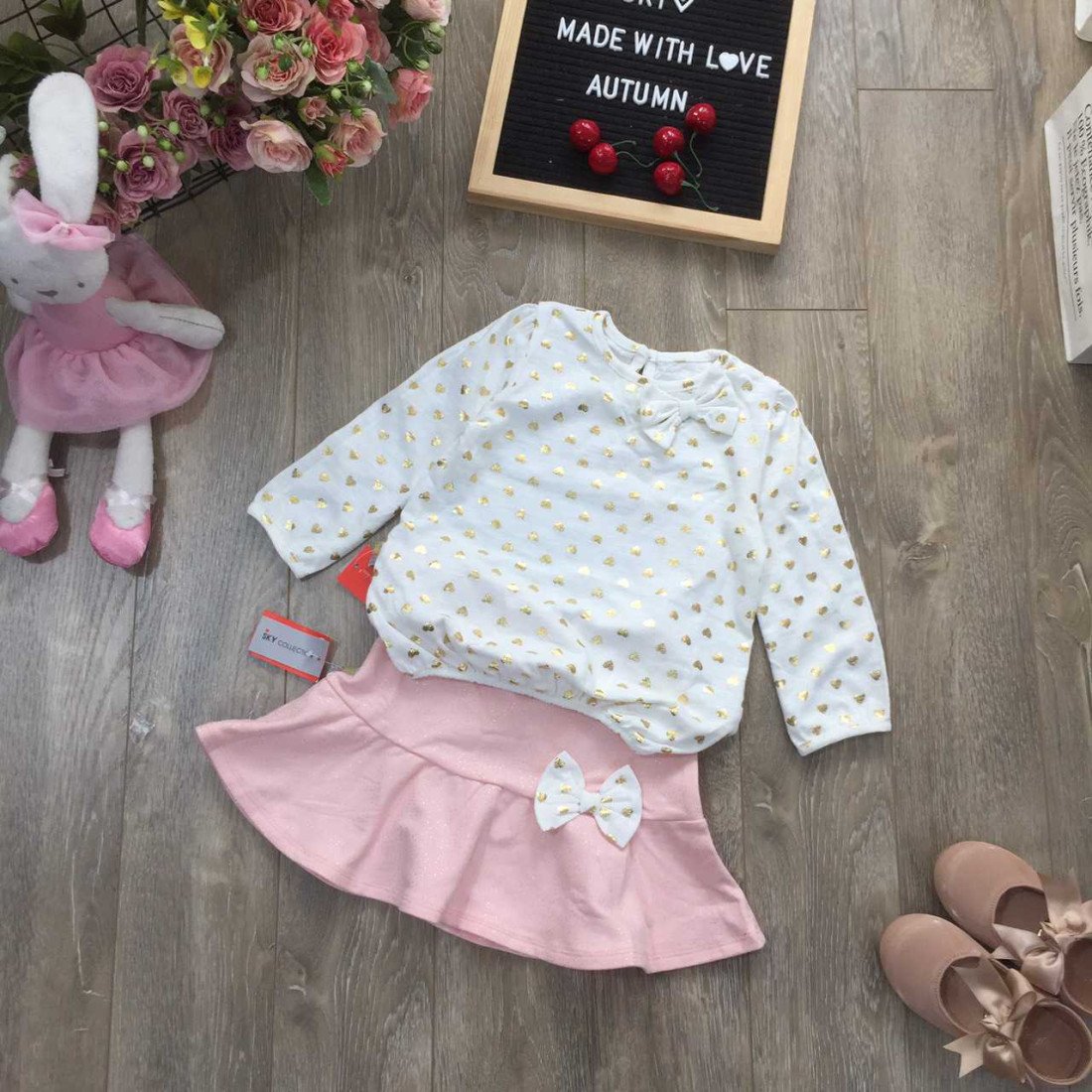 bộ áo chân váy tim-